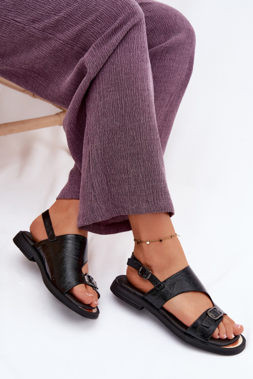 Sandali neri da donna con tacco largo Vinceza 86434