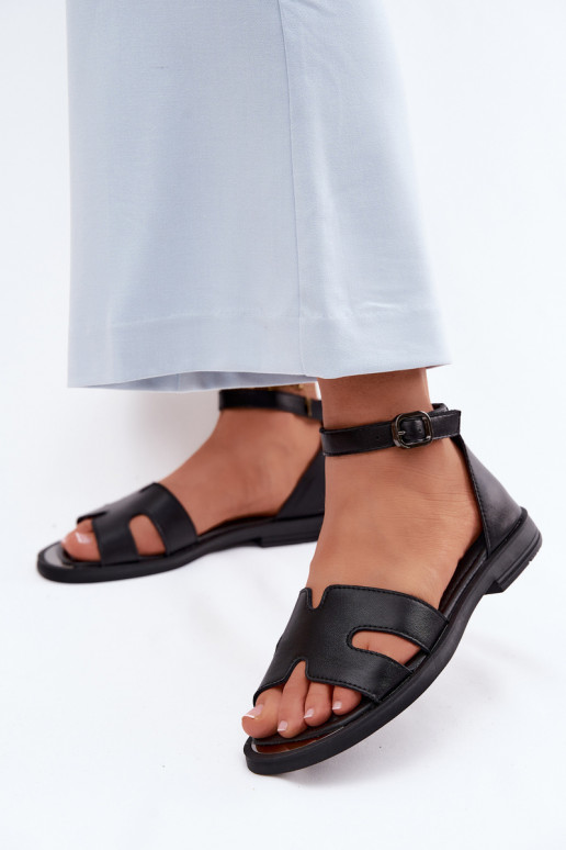 Sandali da donnaAbilitatoturalnej Skóry con tacchi larghi Vinceza 62305 colore nero