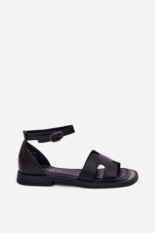 Sandali da donnaAbilitatoturalnej Skóry con tacchi larghi Vinceza 62305 colore nero