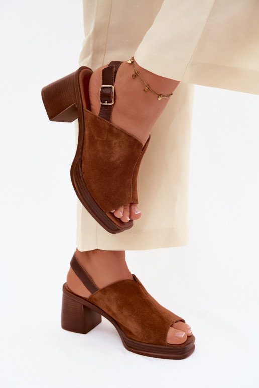 Pelle Eleganti tacchi alti in camoscio Documentazione Vinceza 39995 colore marrone