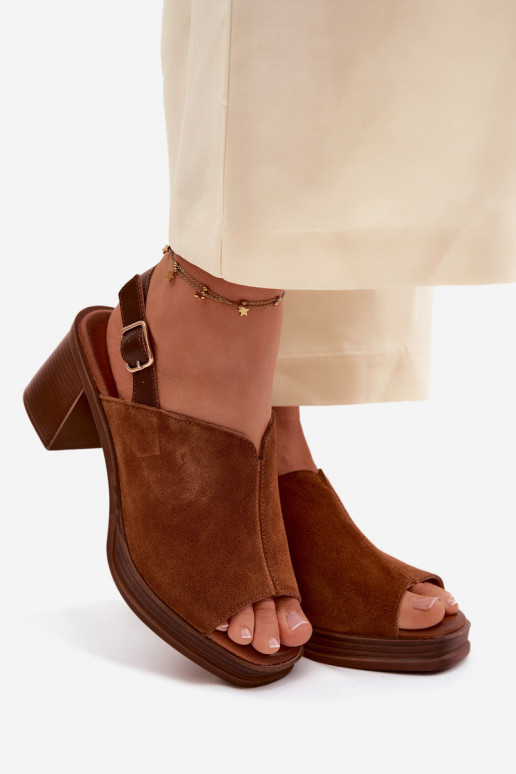 Pelle Eleganti tacchi alti in camoscio Documentazione Vinceza 39995 colore marrone