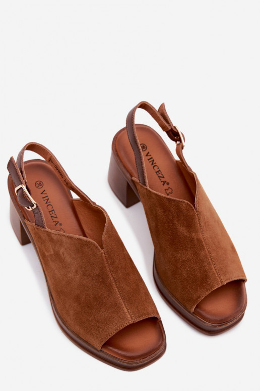 Pelle Eleganti tacchi alti in camoscio Documentazione Vinceza 39995 colore marrone