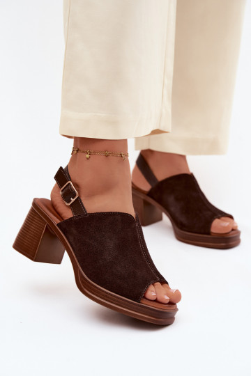 Pelle Eleganti tacchi alti in camoscio Documentazione Vinceza 39995 CzekoladoAe 2