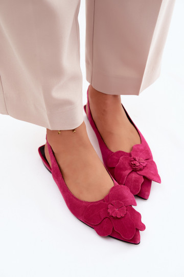 Sandali in pelle rosa con piattaforma, tacco largo e fiore Vinceza 66951