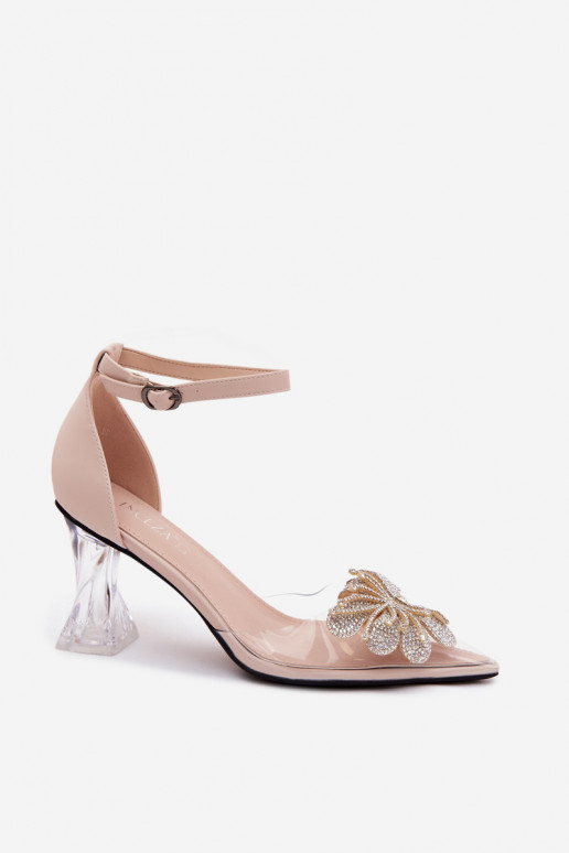 Scarpe in pelle con tacco e decorazione lucida Vinceza 62295