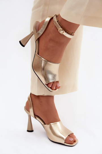 Sandali con tacco dorati da donna Vinceza 62297