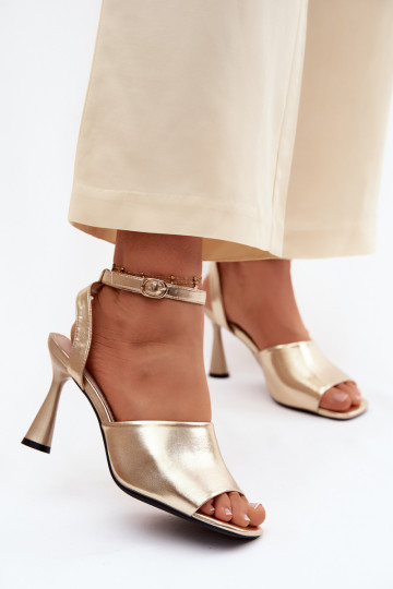 Sandali con tacco dorati da donna Vinceza 62297 2
