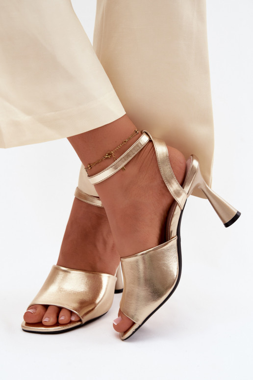 Sandali con tacco dorati da donna Vinceza 62297