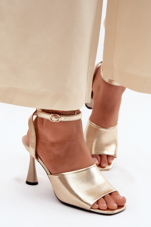 Sandali con tacco dorati da donna Vinceza 62297