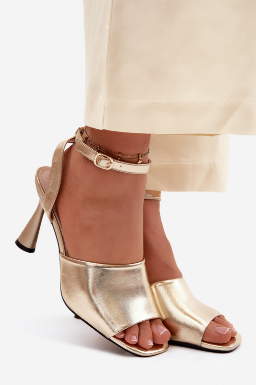 Sandali con tacco dorati da donna Vinceza 62297