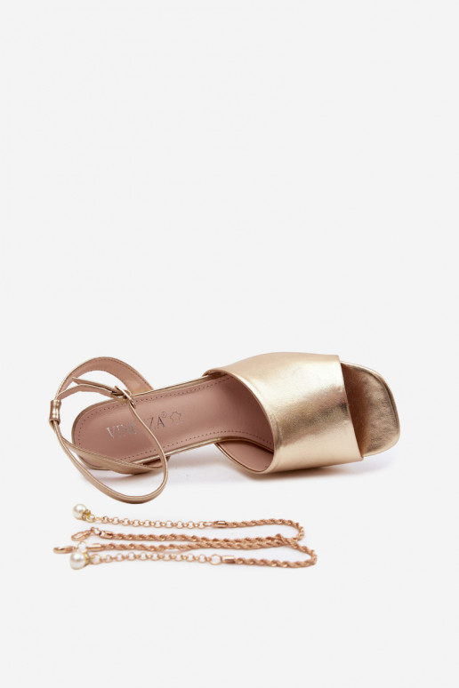 Sandali con tacco dorati da donna Vinceza 62297
