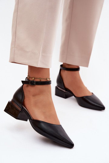 Scarpe nere con tacco e cinturino Vinceza 62278