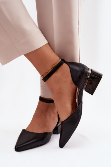 Scarpe nere con tacco e cinturino Vinceza 62278 2
