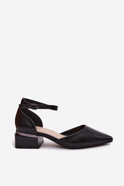 Scarpe nere con tacco e cinturino Vinceza 62278
