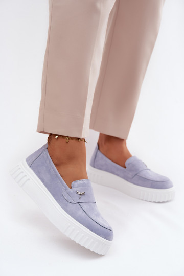 Scarpe slip-on in ecopelle scamosciata da donna con piattaforma Vinceza 93218 in blu