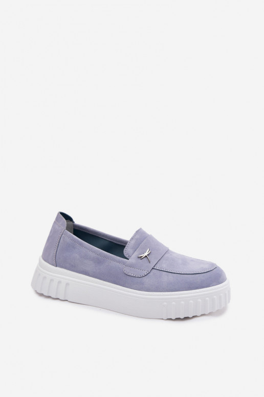 Scarpe slip-on in ecopelle scamosciata da donna con piattaforma Vinceza 93218 in blu