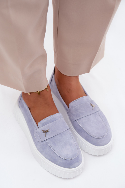 Scarpe slip-on in ecopelle scamosciata da donna con piattaforma Vinceza 93218 in blu