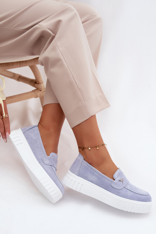 Scarpe slip-on in ecopelle scamosciata da donna con piattaforma Vinceza 93218 in blu