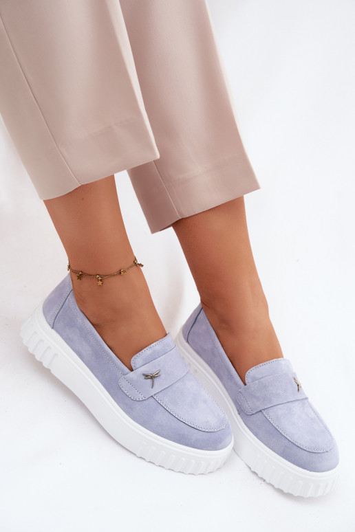 Scarpe slip-on in ecopelle scamosciata da donna con piattaforma Vinceza 93218 in blu