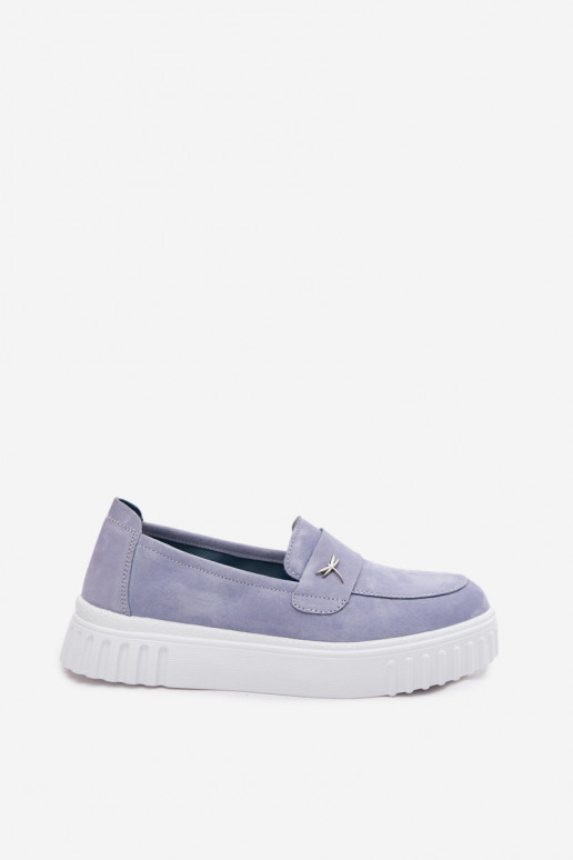 Scarpe slip-on in ecopelle scamosciata da donna con piattaforma Vinceza 93218 in blu