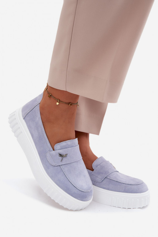 Scarpe slip-on in ecopelle scamosciata da donna con piattaforma Vinceza 93218 in blu