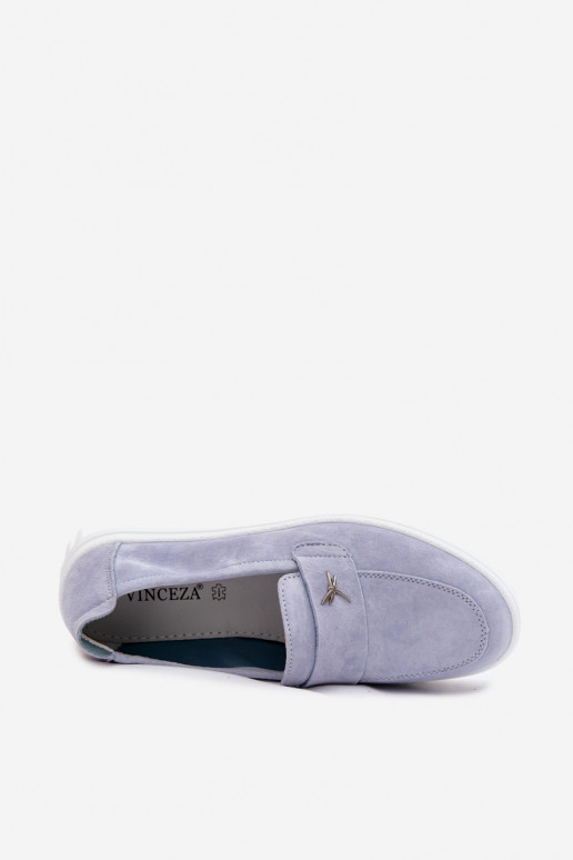 Scarpe slip-on in ecopelle scamosciata da donna con piattaforma Vinceza 93218 in blu