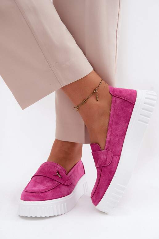 Pelle dalla pelle scamosciata scarpe Femminile con una piattaforma Un modello convincente Vinceza 93218 colore rosa