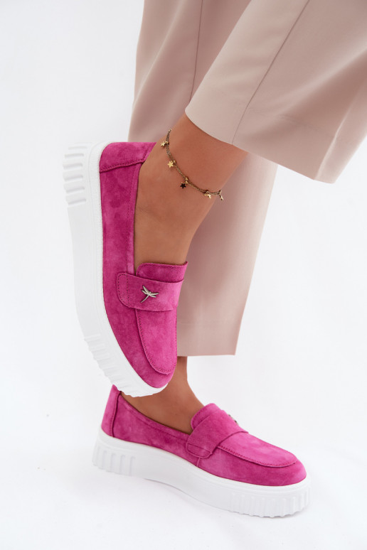 Pelle dalla pelle scamosciata scarpe Femminile con una piattaforma Un modello convincente Vinceza 93218 colore rosa