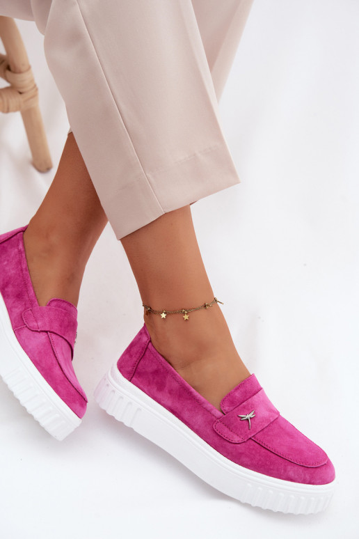 Pelle dalla pelle scamosciata scarpe Femminile con una piattaforma Un modello convincente Vinceza 93218 colore rosa