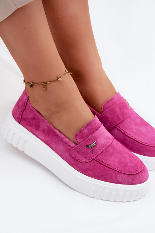 Pelle dalla pelle scamosciata scarpe Femminile con una piattaforma Un modello convincente Vinceza 93218 colore rosa