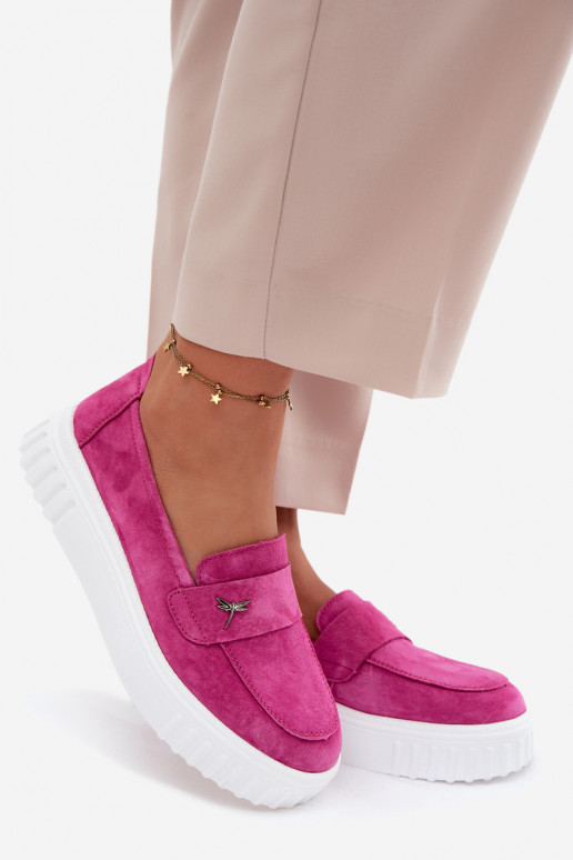 Pelle dalla pelle scamosciata scarpe Femminile con una piattaforma Un modello convincente Vinceza 93218 colore rosa