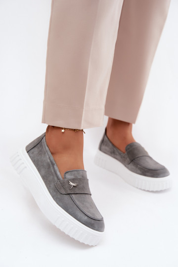 Pelle dalla pelle scamosciata scarpe Femminile con una piattaforma Un modello convincente Vinceza 93218 colore grigio 2