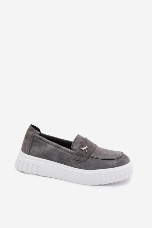 Scarpe slip-on in ecopelle scamosciata da donna con piattaforma Vinceza 93218 in grigio