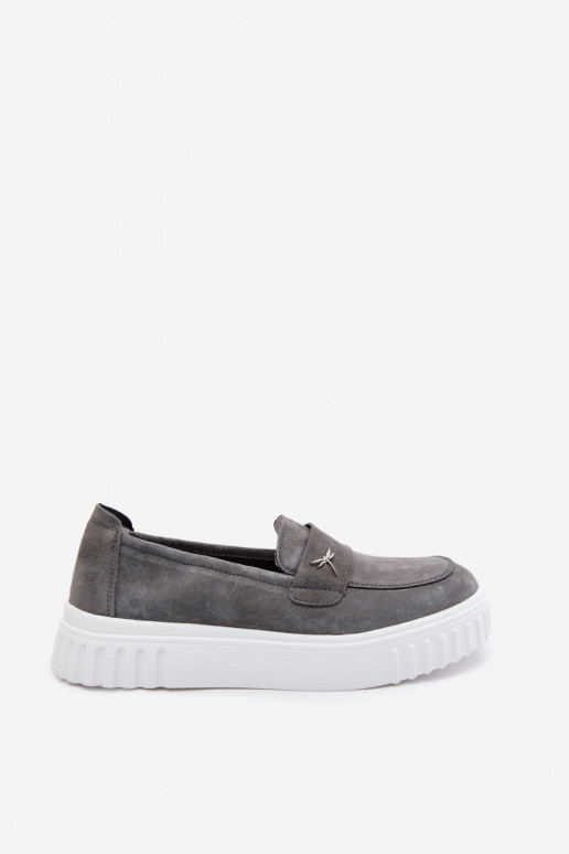 Scarpe slip-on in ecopelle scamosciata da donna con piattaforma Vinceza 93218 in grigio