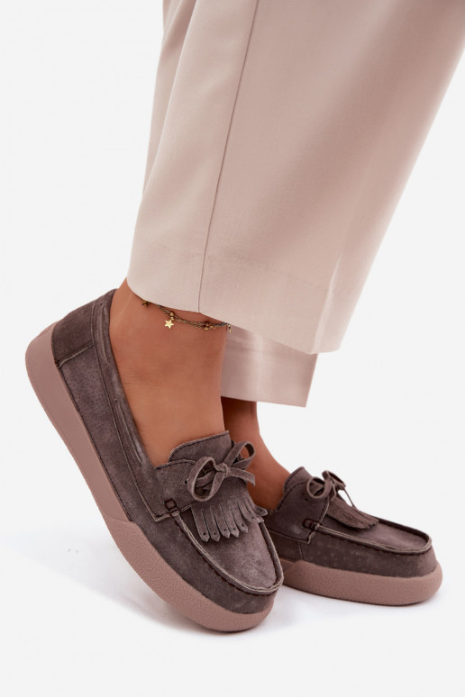 mocassini da donnaAbilitatoturalnego dalla pelle scamosciatau con nastri E frangia Vinceza 93223 colore marrone