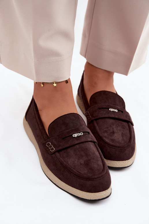 Mocassini in ecopelle scamosciata da donna Vinceza 62273 in cioccolato