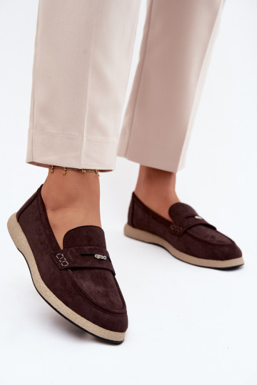 Mocassini in ecopelle scamosciata da donna Vinceza 62273 in cioccolato 2
