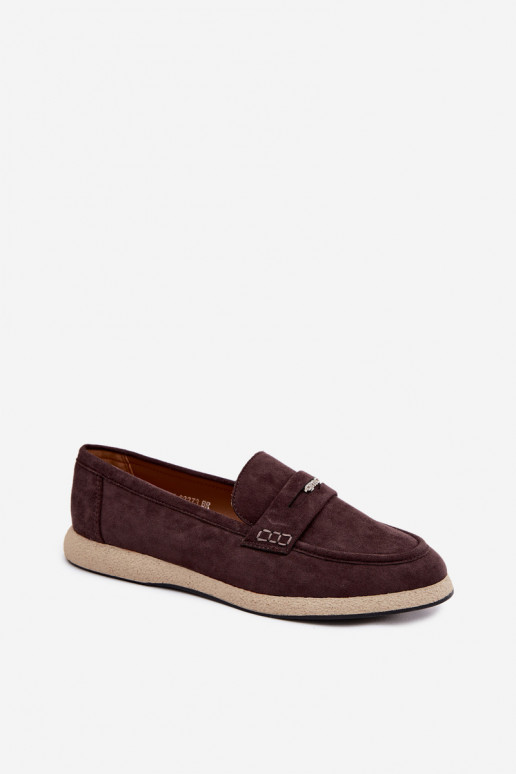 Mocassini in ecopelle scamosciata da donna Vinceza 62273 in cioccolato
