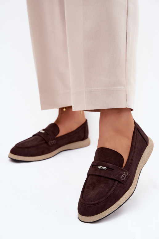 Mocassini in ecopelle scamosciata da donna Vinceza 62273 in cioccolato