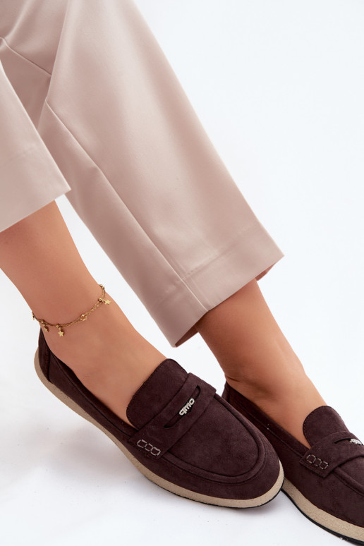 Mocassini in ecopelle scamosciata da donna Vinceza 62273 in cioccolato