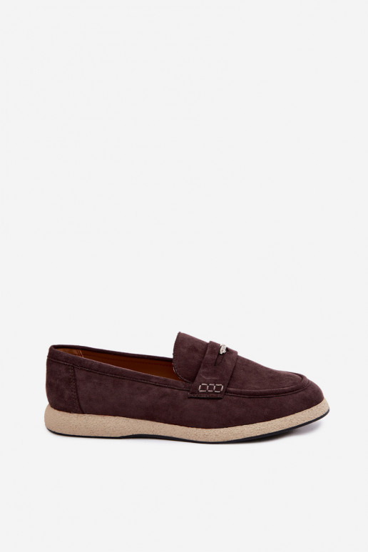 Mocassini in ecopelle scamosciata da donna Vinceza 62273 in cioccolato