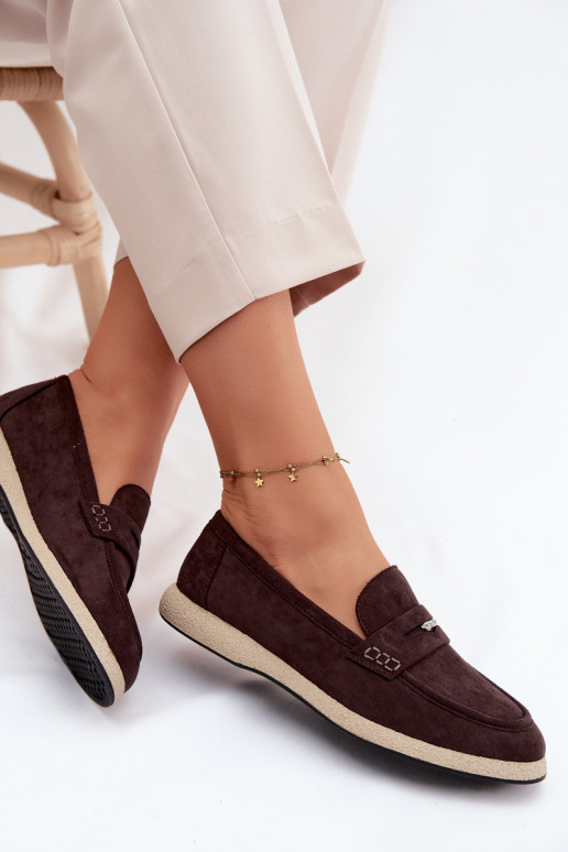 Mocassini in ecopelle scamosciata da donna Vinceza 62273 in cioccolato