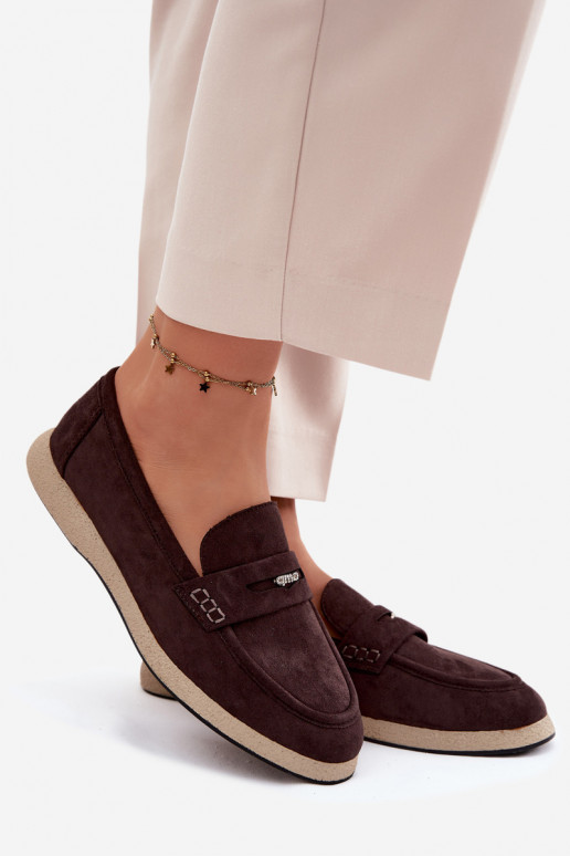 Mocassini in ecopelle scamosciata da donna Vinceza 62273 in cioccolato