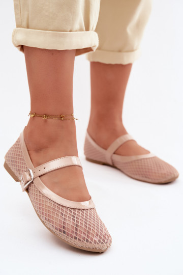 Ballerine in rete color sabbia con cinturini Gaia 2