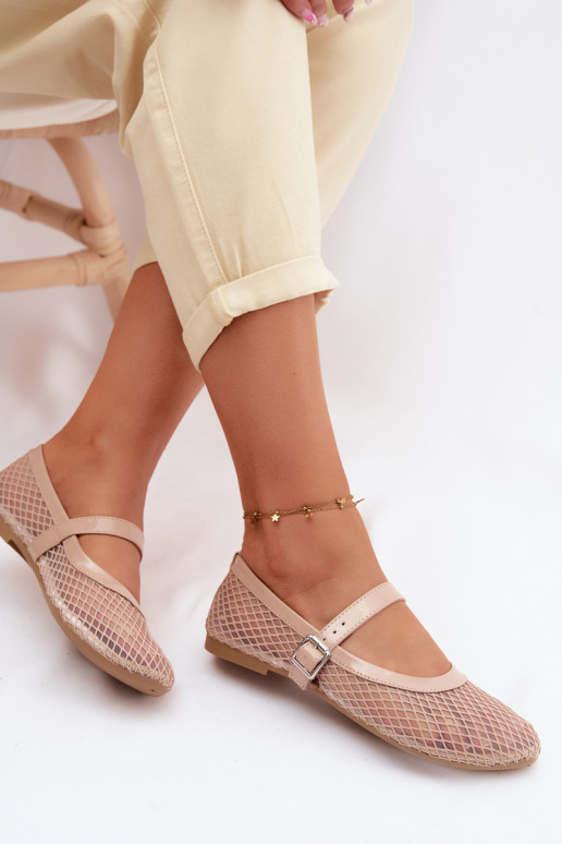 griglia Ballerine con cinghie beige Gaia