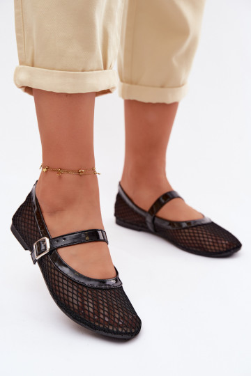 griglia Ballerine con cinghie colore nero Gaia 2