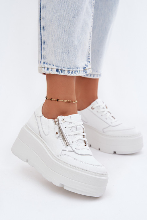 Pelle Scarpe modello sneakers Femminile con una piattaforma Zazoo N1084 Colore bianco