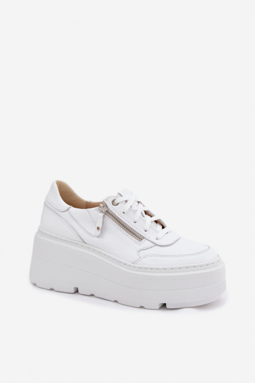 Sneakers in pelle bianche con piattaforma Zazoo N1084