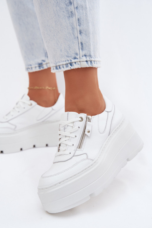Sneakers in pelle bianche con piattaforma Zazoo N1084
