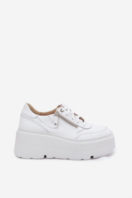 Sneakers in pelle bianche con piattaforma Zazoo N1084
